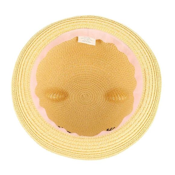 CTM Girl's Smiling Kitty Face Straw Sun Hat - Picture 4 of 4